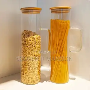 Arcylic Transparent Spaghetti Container With Bamboo Cover