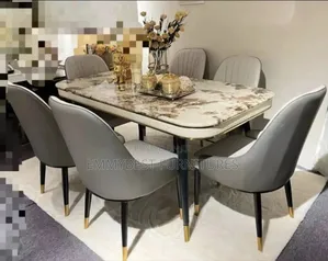 Brand New, Marble Top 6 Seaters Dinning Set.