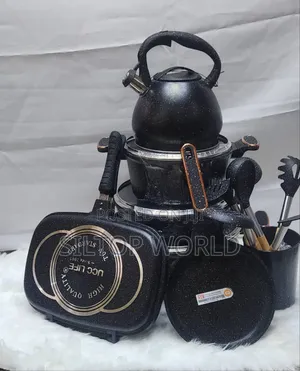Unique Set Of Pots, Kettle, Frying Pan And Cutlery