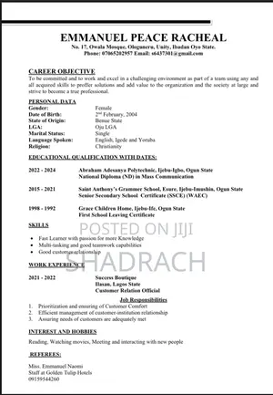 Part-Time Weekend CV