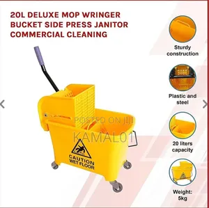 Deluxe Mop Wringer and Caution Bucket - 20l