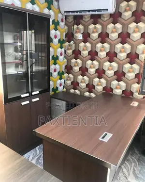 OFFICE TABLE (1.6 Meters) and 2 Door Bookshelf Set