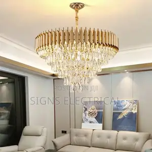Modern Crystal Clear Designer Black LED Chandelier