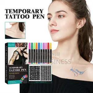 Eelhoe Temporary Tattoo Pen Set With 10 Pens and 2 Templates