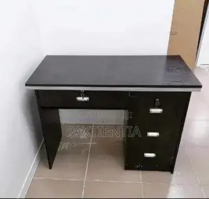 4 Feet Black Office Table With Storage Compartments
