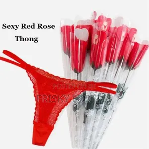 Sexy Red Rose Thong Panties