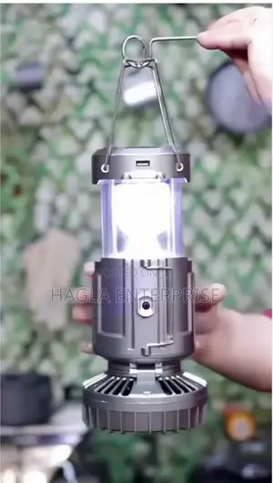 Solar Electric Camping Lamp With Fan