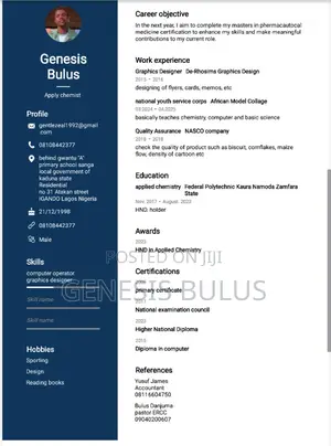 Science Laboratory Technology and Apply Chemist