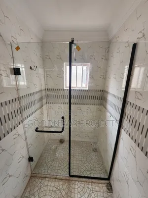 Black Hinged Toilet Glass Partitioning