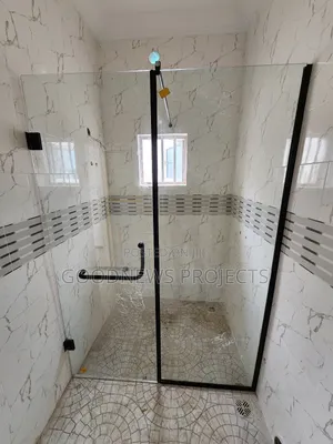 Black} Hinged Shower Glass Door