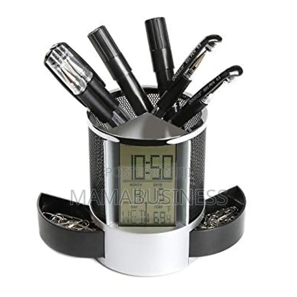 Multifunctional Pen Holder With Digital Clock