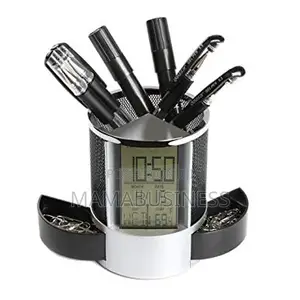 Multifunctional Pen Holder With Digital Clock