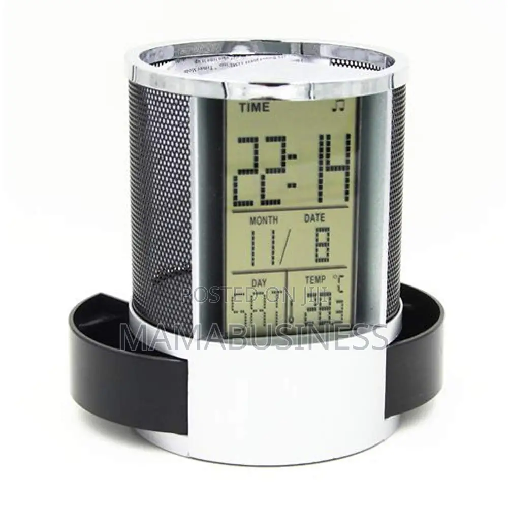Multifunctional Pen Holder With Digital Clock