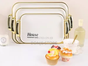 3 in 1 Acrylic Serving/Decorative Tray With Gold Handle