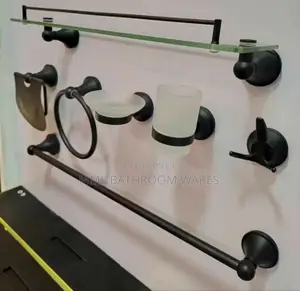 7pcs Matte Black Complete Bathroom Accessories
