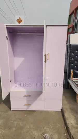 6ftby4ft White Coloured HDF Wooden Wardrobe.