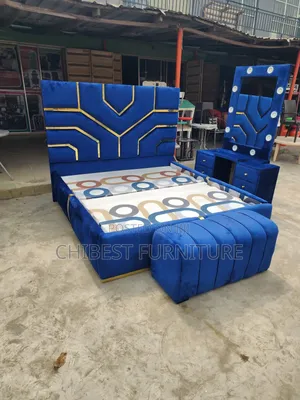 Blue 6by6 Bed Frame With Its Accessories.