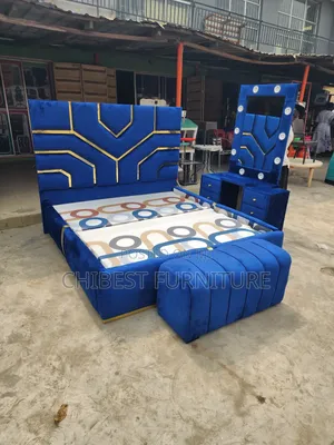 Blue Coloured Padded 6by6 Bed Frame.
