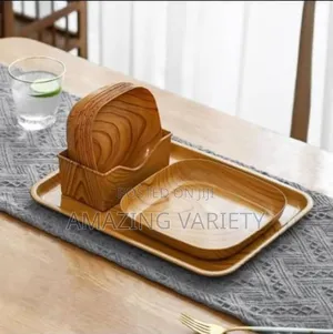 Wood Plastic Square Salad Serving Plate