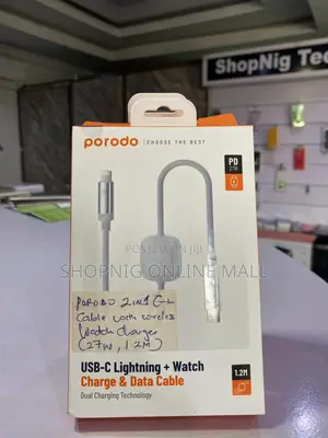 Porodo 2in1 C-L Cable With Wireless Watch Charger (27w,1.2m)