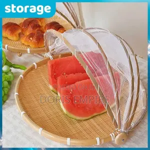 Fly-Proof Bamboo Basket Folding Kitchen Fruit Vegetable .