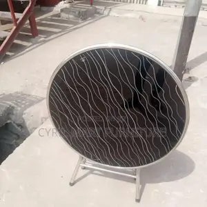 Stenless Round Table With Glass Top