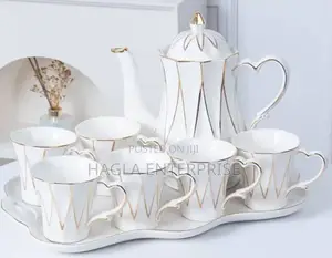 8pcs Tea and Coffee Set Cup and Jug With Tray