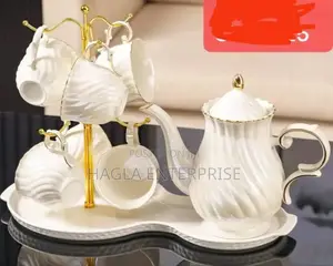 8 Pieces Tea Set Trim Glazed Porcelain