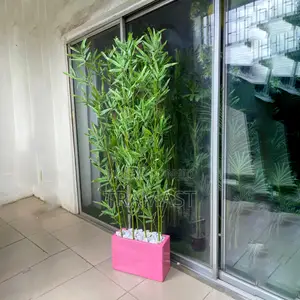 Artificial Bamboo Plant And Fiberglass Vase | Combo