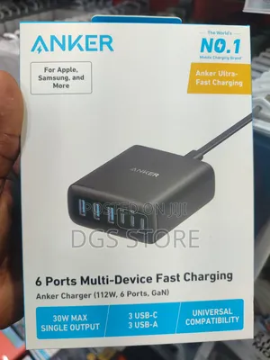 Anker 6 Port Multi Device Fast Charging 112w ,6 Port GAN