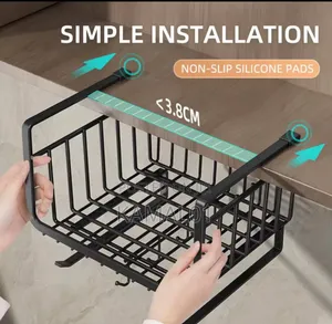 Cast Iron Hanging Mesh Under Shelf Storage Rack Organizer