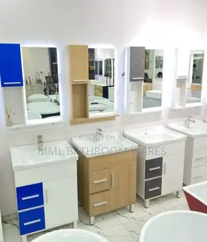 PVC Bathroom Cabinet With Storage Space and Cabinet Mirrors