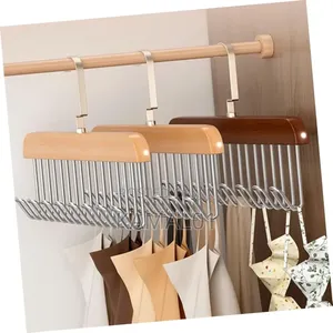 Solid Wood Multi-Hook Clothes Hanger Storage Hangers