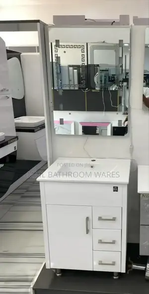PVC Floor Standing Cabinet Basin With Led Mirrors