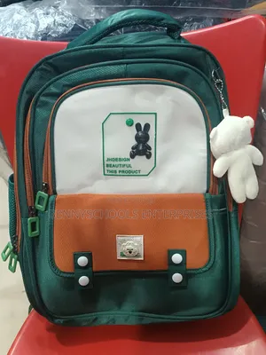 Very Strong Green Water Resistant School Bag With Small Tedy