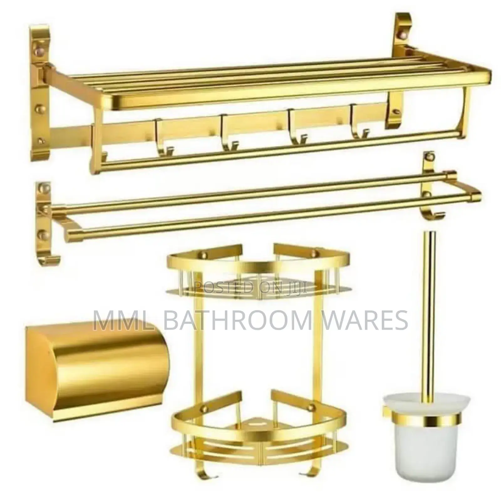 Wall Mounted Gold Bathroom Accessories Set