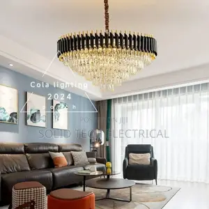 Black Pipe Gold Body Crystal Chandelier