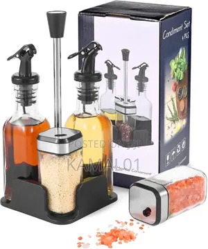 4 In 1 Salt And Pepper Shake Oil Bottles Set, 2 Oil B