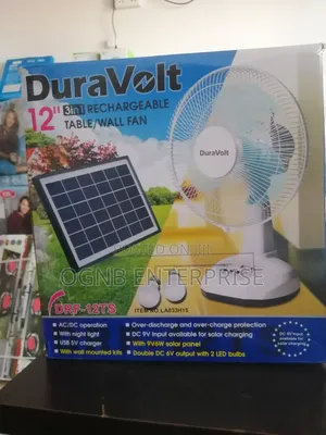 Duravolt 12"(3in1) Rechargeable Table /Wall Fan