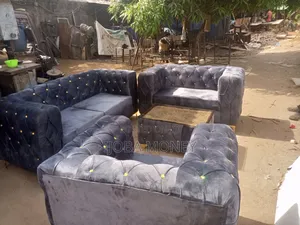 Complete Set of Sofa Made With Fabric Table