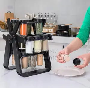Rotating Plastic Spice Rack Set With Bottle Ferris Wheel