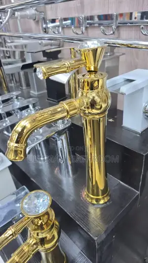 Crystal Design Long Gold Basin Mixer Tap