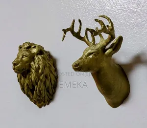 Wall-Mount Lion Deer Heads Sculptures