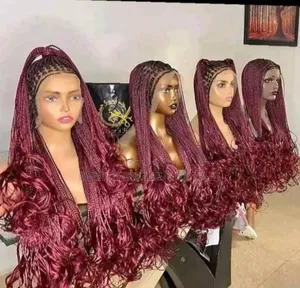 Wine French Curls Braided Wig