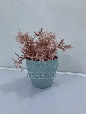 Artificial Table Top Flower With Light Blue Plastic Pot