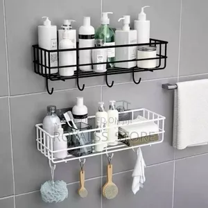 2pcs Bathroom Rack With Hooks