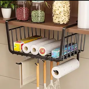 Kitchen Under Cabinet Basket Shelf Tissue Cup Holder Close