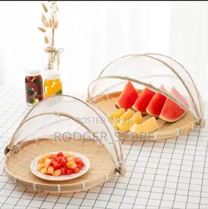 Bamboo Woven Basket Anti-Mosquito Net Fruit Vegetable Basket