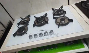 5 Burner White Glass Table Top/Cabinet Gas