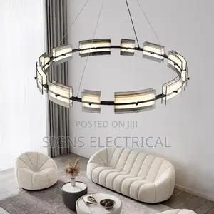 800mm Italian Minimalist Living Room Ring Glass Chandelier